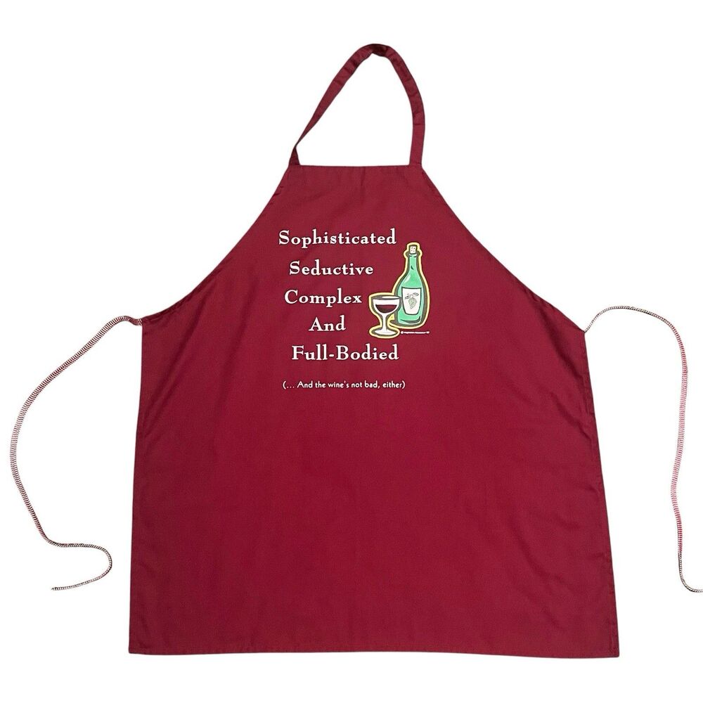 Wine Themed Red Kitchen Apron Funny Quote